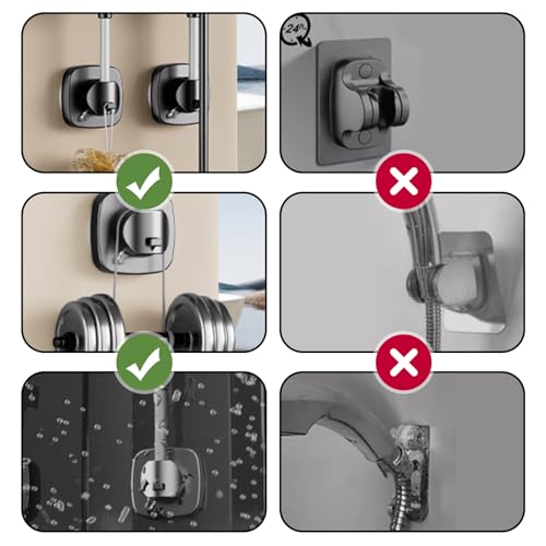 ORARTMM Duschkopfhalterung mit Saugnapf,360° Drehbar, Doppelte Saugkraft, 10 kg Tragfähigkeit, Montage ohne Bohren, rutschfeste Duschbrause Halterung für Bad & Dusche
