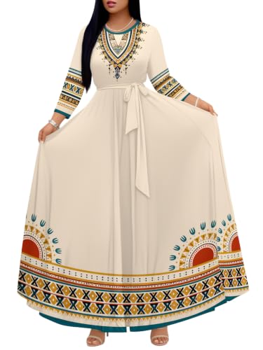 Image of Plus Size Maxi Dress for Women V Neck 3 /4 Sleeve Wrap Dress