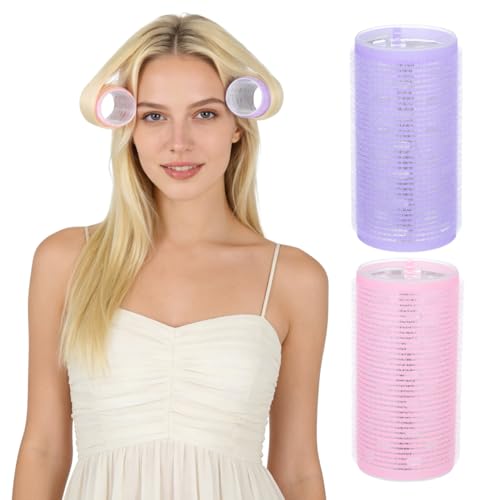 OATIPHO 2 rulos Jumbo Bang con núcleo de aluminio, sin calor, autoadhesivos, para rizos naturales voluminosos en cabello corto y largo, fácil