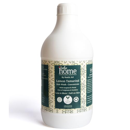 Rustic Art Home Lemon Tamarind Dish Wash Concentrate with Soapnut & Neem | Converts to 11 litres liquid, refill pack | Natural & Toxin free |(1100g (Pack of 1))
