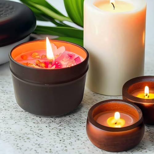 Belugadesign CUTE CANDLES Lavender Candle | Aesthetic Scented Cute Purple Embedded Crystal Petals Novelty Relaxing Medium Tin Jar Safe Home Kitchen Decor thumb #1