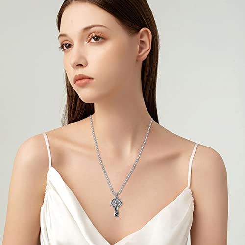 Irish Cross Necklace for Men Sterling Silver Celtic Knot Cross Pendant with 22”+2” Stainless Steel Chain Shamrock Tree fo Life Gift for Men Women4