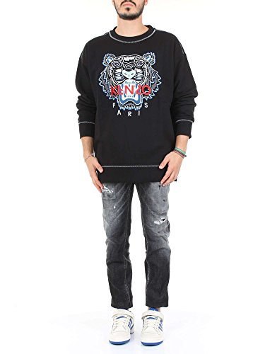 Kenzo Herren Sweatshirt mit Tiger-Logo bestickt Gr. M, Schwarz