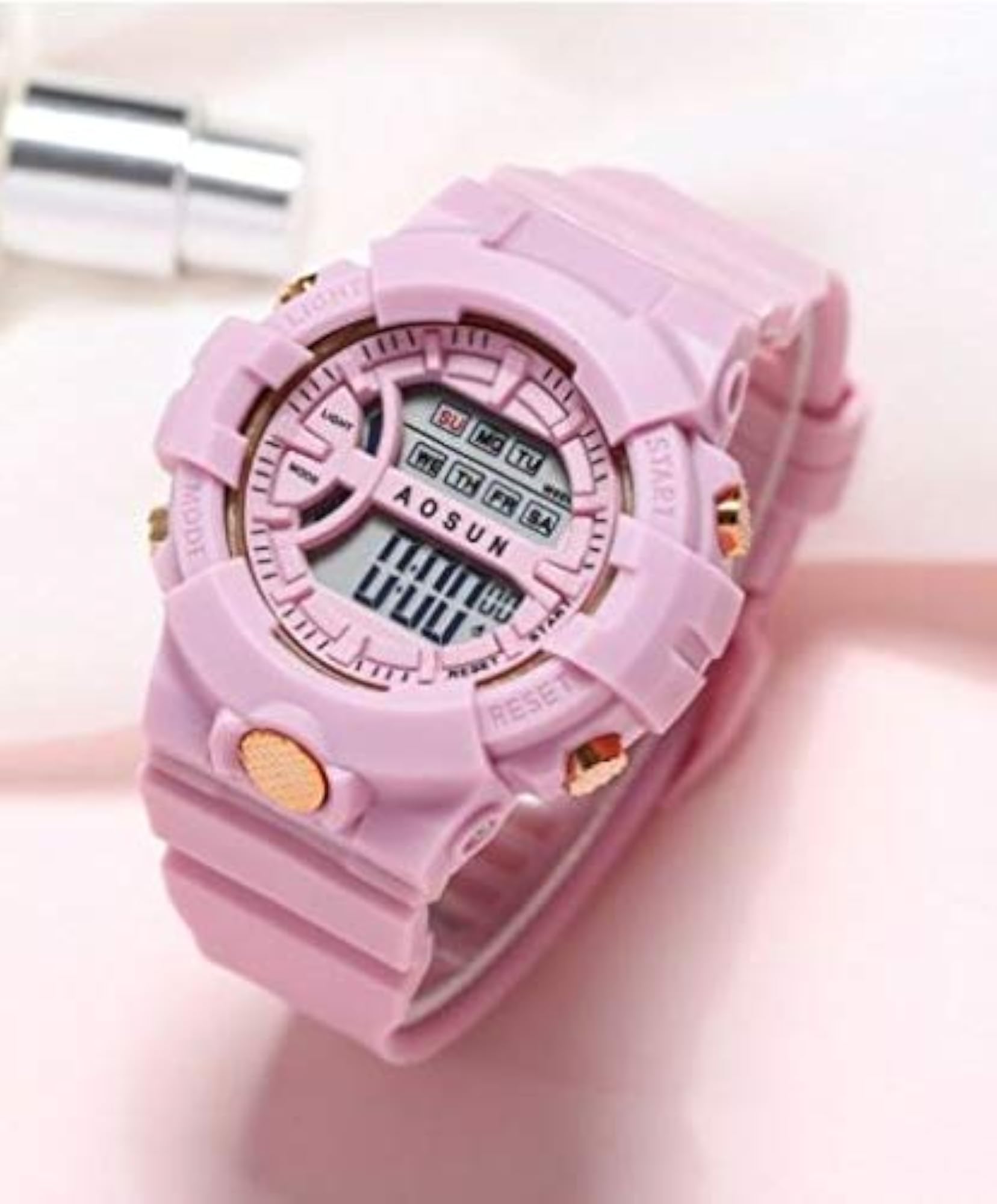 Kids Digital Watch with Pink Dial and Stylish Design