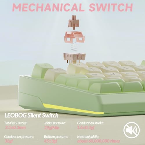 Image of SOLAKAKA KI99 Pro Wireless Mechanical Keyboard Quiet Switch,Hot Swappable Pre-Lubed Switches Silent Keyboard with RGB Backlit,Gasket Structure Computer Gaming Keyboards(GreenWhite, Silent Switch)