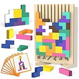 Wooden Block Puzzle Montessori Toy，Colorful Stacking Game Educational Puzzle Jigsaw Puzzles for Toddlers and Kids, Brain Teaser Wooden Toy Gift for 3 4 5 Year Old Boys and Girls