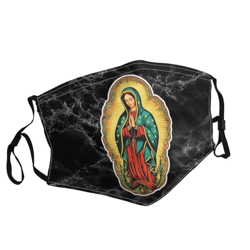 Holly Mary Blessed Virgin Mary Our Lady of Guadalupe Mother of God Face Mask Breathable Balaclavas Adjustable Washable Masks Black