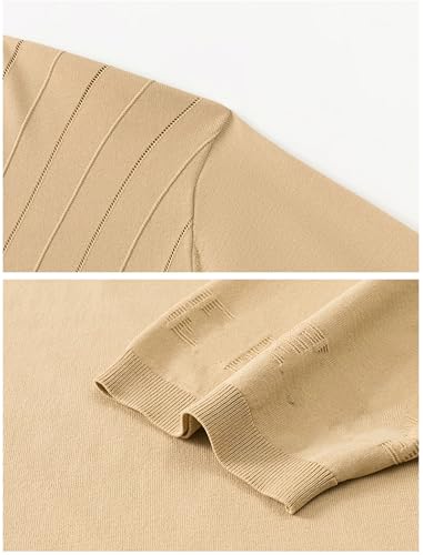 Men Stripe Print O-Neck Short Sleeve Comfortable Elastic Knitted Jumper4