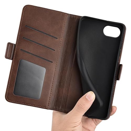 Image of Havilah for iPhone 16e Dual-Side Magnetic Buckle Horizontal Flip Faux Leather Phone Case iPhone 16e Case Cover(Brown)