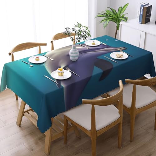 Nappe rectangulaire dauphins anti-tache pour protéger la table des enfants