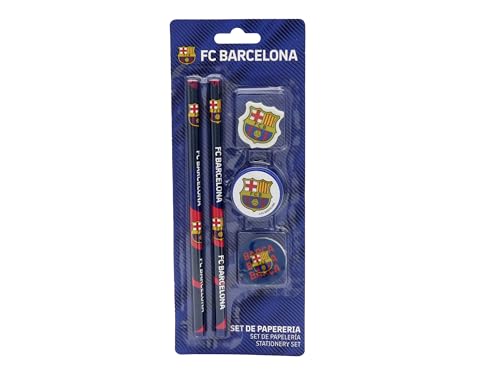 FC Barcelone Set de papeterie, fournitures scolaires, écriture, Barça, couleur bleue, produit officiel