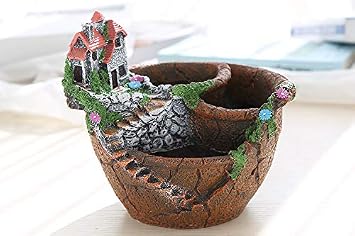 Succulent Plant Pot Cactus Plant Pot Flower Pot Container Planter Bonsai Pots with A Hole, Brass,A