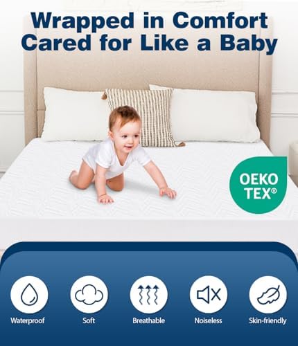 Waterproof Mattress Protector Full Size, Soft Breathable Mattress Pad with Deep Pocket 8"-21", Noiseless 3D Air Fabric Cooling Mattress Cover for Bed, Machine Washable, White — view 2