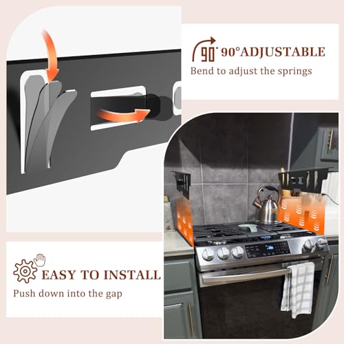 Image of 2 Pack Expandable Stainless Steel Stove Gap Covers (13.8 inch-27.6 inch), Retractable Fill the Gap Between Stove & Counter Top with Heat Resistant Range Trim & Guard, Slide-in Seamless Kitchen Accessory Kit