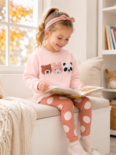 Image of Little Girls Clothes Sets - Cute Sweatshirts Top Shirt & Leggings 2 Piece Kids Fall Winter Outfits Toddler Clothing