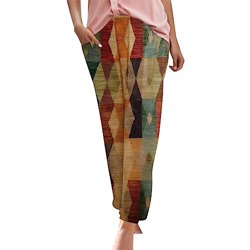 Generisch Damen Sommerhose 3 4 Hose Damen Strandhose Damenhose weiß wrap Pants Trousers for Women weiße Hosen Linen Pants Hose gelb schöne Bequeme Damenhose mit Baumwolle musselin Elegante