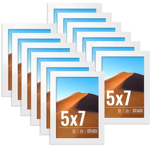 Image of LaVie Home 5x7 Picture Frames Set of 12,Frame for 5x7 Pictures,Photo Frames for Wall Mounting or Table Top Display,White