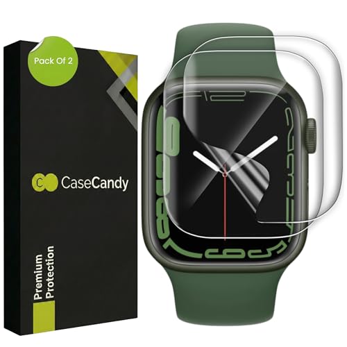 Image of Casecandy - [Pack of 2 Screen Protector For Apple Watch 41mm Series 9 / Series 8 / Series 7 - HD Clear Protective Screen Guard, Anti-Scratch Series 7 /8 /9 41mm - Bubble Free Installation