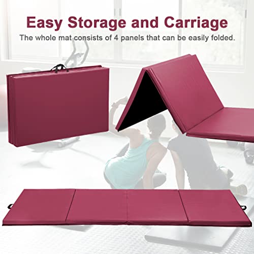 Gymnastics Mat 4X10X2 Tumbling Mat Gym Mat 4 Foldding Mat Gymnastic Indoor/Outdoor Mat 2 Inches Thick Pu Leather Exercise Mat For Tumbling Stretching Yoga Arts Mat Home Gym Mat Yoga Mat #TOP6