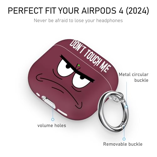 Image of for Apple Airpods 4th Generation Case Covers(2024),Don't Touch Me for Airpods 4 Cover with Keychain /Lanyard Soft Cute Shockproof Cover for Women Men Compatible AirPod 4 Case,Claret
