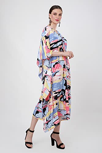 Robe kaftan imprimé géométrique abstrait haut de gamme au tombé impeccable - 6