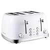 4 slice toaster retro stainless steel with bagel defrost cancel function 6 browning settings extre wide slot and removable crumb tray white st033  urban country home decor