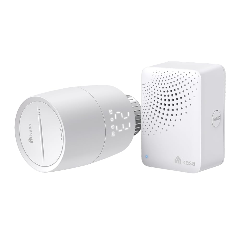 TP-Link Kasa smartes Heizkörperthermostat - WiFi Starter Kit  inklusive 1 Thermostat und 1 Hub  Heizungssteuerung (Kasa App  Geofencing  Fensteröffnungserkennung)  Matter  Alexa