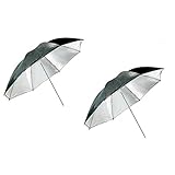 Ex-Pro Umbrella 43' (109cm) Professional Photographic Light Studio Diffuser/Reflector - Black & Silver - Pack of 2