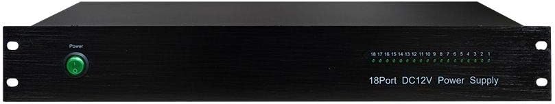 HDView CCTV Distributed Power Supply Box for Security Camera, PTC Resetable Fuse [no Fuse Burn], Rack Mount (18 Ports 20Amp, 12V DC Power)