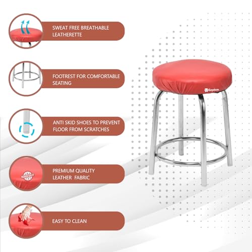 Image of GOYALSON Durable Doctor Medical Stool for Office Home with Comfortable Cushion seat (Red, 8)