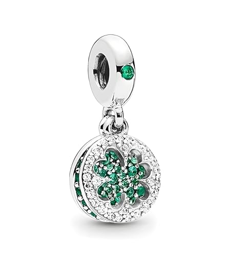 G 151 Charm Quadrifoglio della Fortuna zirconia verdi, Argento Sterling 925, Compatibile con Bracciale Pandora