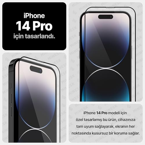 Minesk MAGIC GLASS iPhone 14 PRO için Otomatik Hizalama Aparatlı Ekran Koruyucu (Güçlendirilmiş Temperli Cam) Takılırken Toz Toplama Özellikli (14 PRO) - Görsel 3