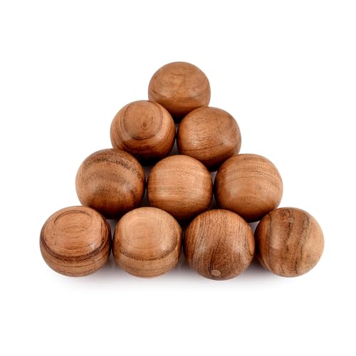 BHAVATU Acacia Wood Decorative Ball Set of 10 for Centerpiece or Individual Use Ideal for Use in Tray Bowl or Basket Décor (2