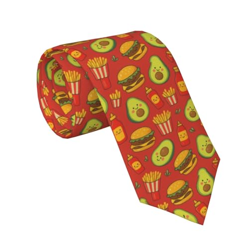 FeHuew Hamburger Avocados Necktie Funny Novelty Neckties for Men Formal Party Business One Size Soft Ties Designer Wedding