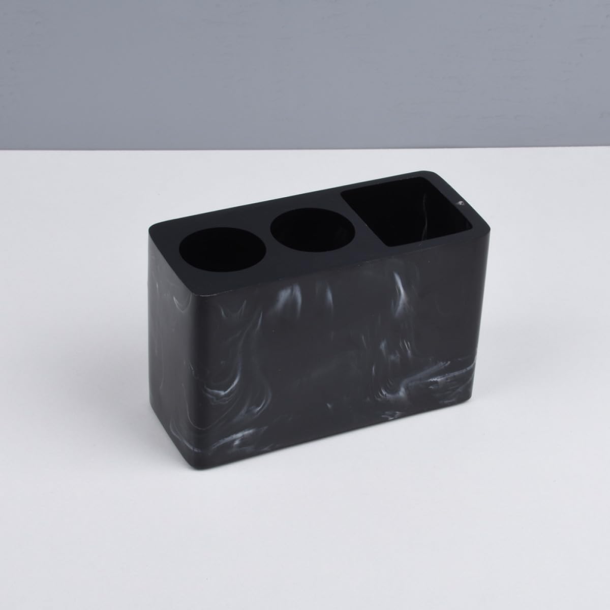 Soporte de Resina Negro para Cepillos de Dientes Estante para Pasta, Organizador Elegante para Baño Que Mantiene Limpio y Ordenado el Tocador