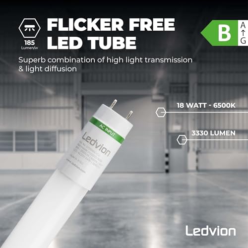 LED-Röhre 120 cm von Ledvion, 18W, 6500K, energieeffizient