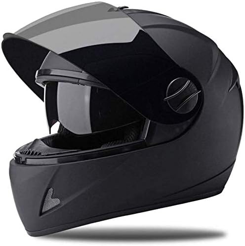XZ Portable Motorcycle Helmet - Four Seasons Windproof Warm Full Helmet Adjustable Adult Helmet for Road Cycling BMX Riding,Matte Black