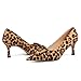 Fericzot Women's Stiletto High Heel Pumps Wedding Party Closed Classic Dress Heeded Shoes with Square Buckle Leopard 7CM 9.5