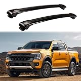 2Pcs Lockable Cross Bars Compatible with Ford Ranger T9 2023 2024 2025 2026 Luggage Rack Roof Rail Rack, Aluminum Rooftop Cargo Rack Crossbar System Cargo Carrier with Lock(Black)