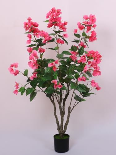 Image of Artificial Bougainvillea Flowers Plants with Pot for Interior Decor /Home Decor /Office Decor (110 cm Tall, Pink)