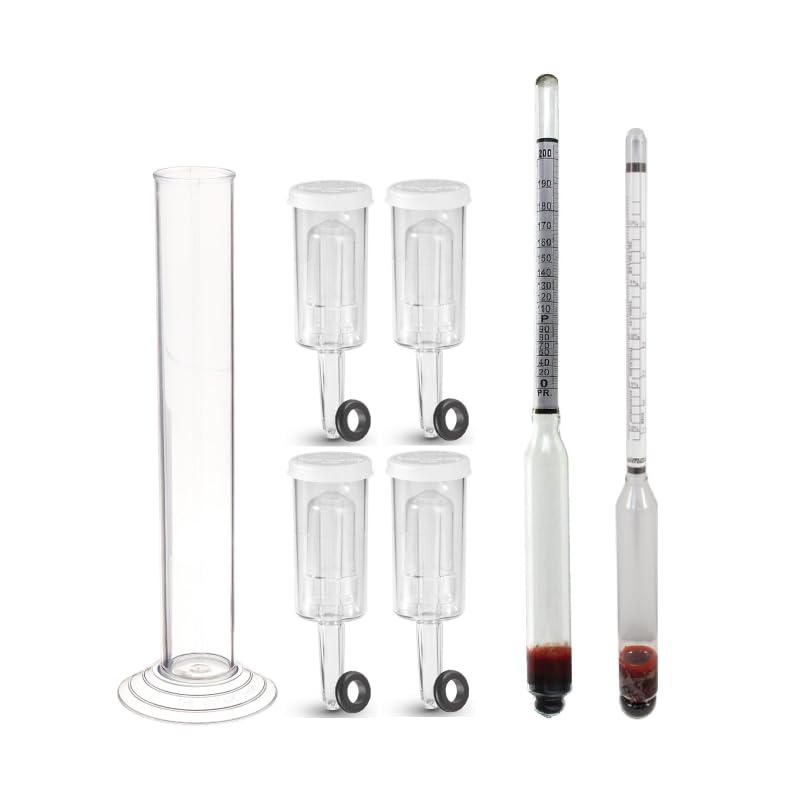 – Distilling Proof & Fermenting Kit for Bucket Fermenters – Measure & Adjust Alcohol Content of Moonshine, Whiskey & Spirits – Includes Hydrometer, Alcoholmeter & Airlock Set