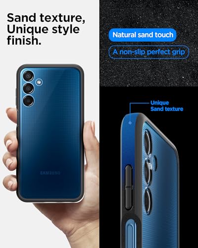 Image of Spigen Essential Sand Crystal | Samsung Galaxy M15 5G /F15 5G Case [Transparent] [Black Bumper] Galaxy M15 5G /F15 5G Back Cover | TPU+PC - Matte Black