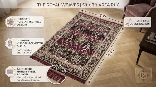 Image of 5x7 Feet Carpet for Living Room | Acrylic Cotton Area Rug | Soft, Durable & Lightweight | Anti-Slip Floor Rug for Bedroom, Hall, Office | Large Washable Carpet (Golden Pink)