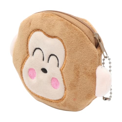 Generic 1Pcs Money Pouch Monkey Print Small Wallet Plush Fabric Brown 11x10cm2