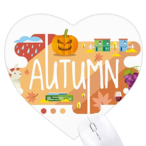 Tapis de souris en forme de coeur motif saison d'automne tapis de bureau imprimé