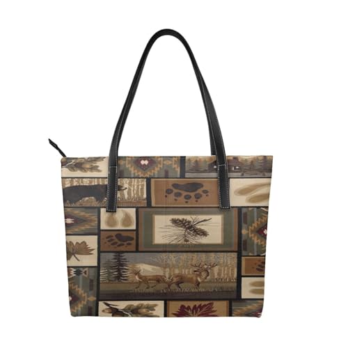 Sac fourre-tout imperméable animaux sauvages pour femme en simili cuir chic