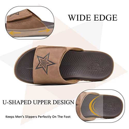 Image of KuaiLu Mens Slide Sandals Orthotic Arch Support Athletic Sport Sandals For Men Adjustable Comfort Slippers With Soft Cushioning For Outdoor