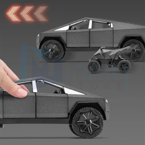 Image of Tesla Cybertruck 1:32 Model Car with Box, Zinc Alloy Pull Back Toy car with Sound and Light for Kids Boy Girl Gift [Colors as Per Stock]