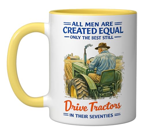 Taza de cerámica amarillo/blanco 11 onzas miniatura 1