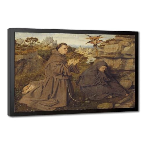 Toile haut de gamme Saint François Jan Van Eyck avec cadre suspendu 61 x 91,4 cm